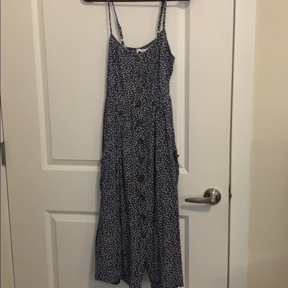 Blue and white floral midi dress
